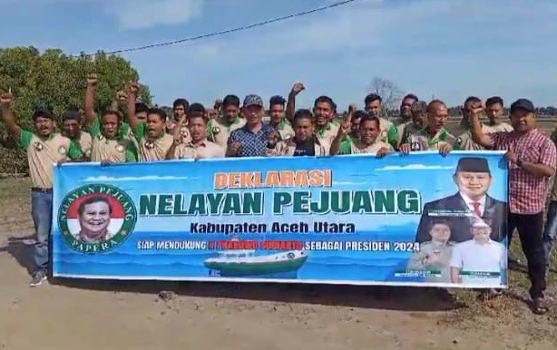 Nelayan Pejuang Papera Aceh Utara Deklarasi Dukung Prabowo Presiden 2024